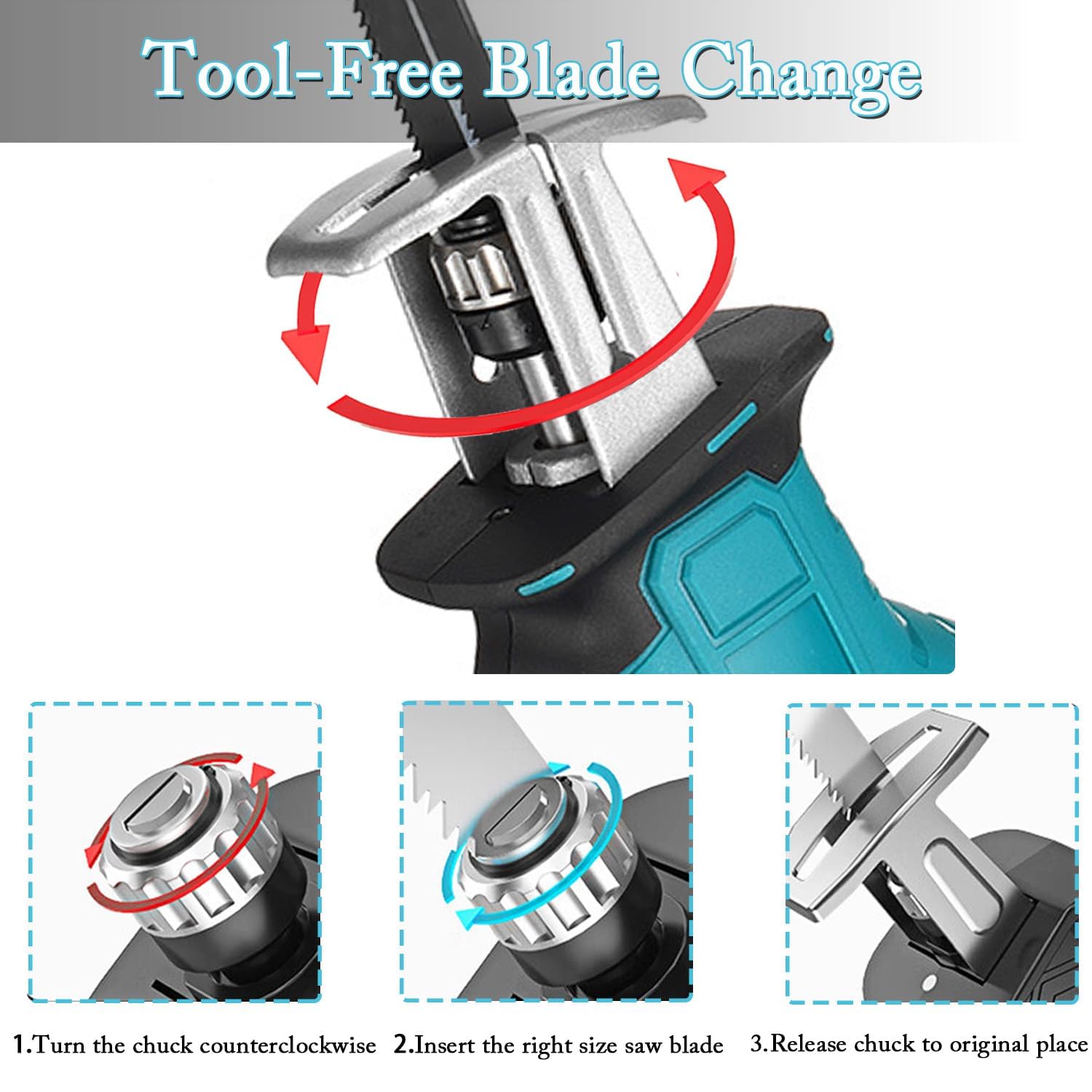 Makita 18V LXT reciprocating saw blade change for quick setup
