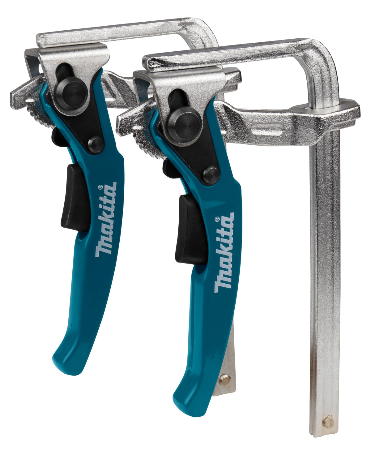 Makita 199826-6 quick-release clamp in action securing guide rails for precise cuts