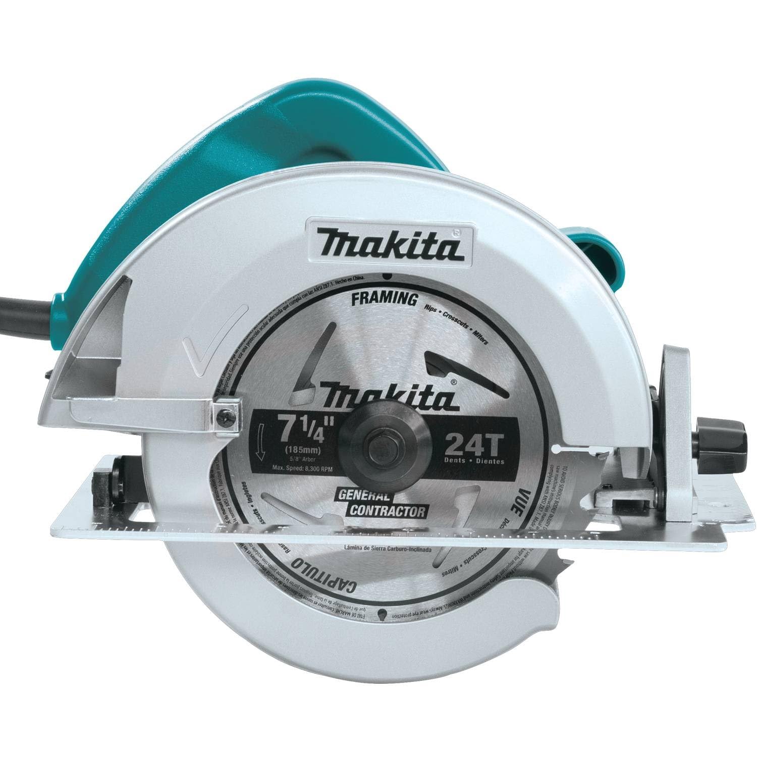 Makita 5007F 15-amp motor delivers reliable power for tough lumber cuts.