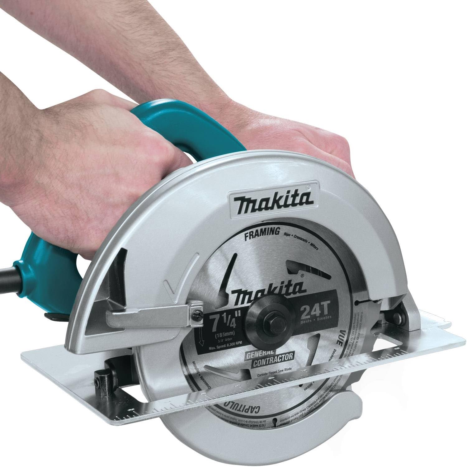 Makita 5007F 174-in cut at 45° for angled sections.
