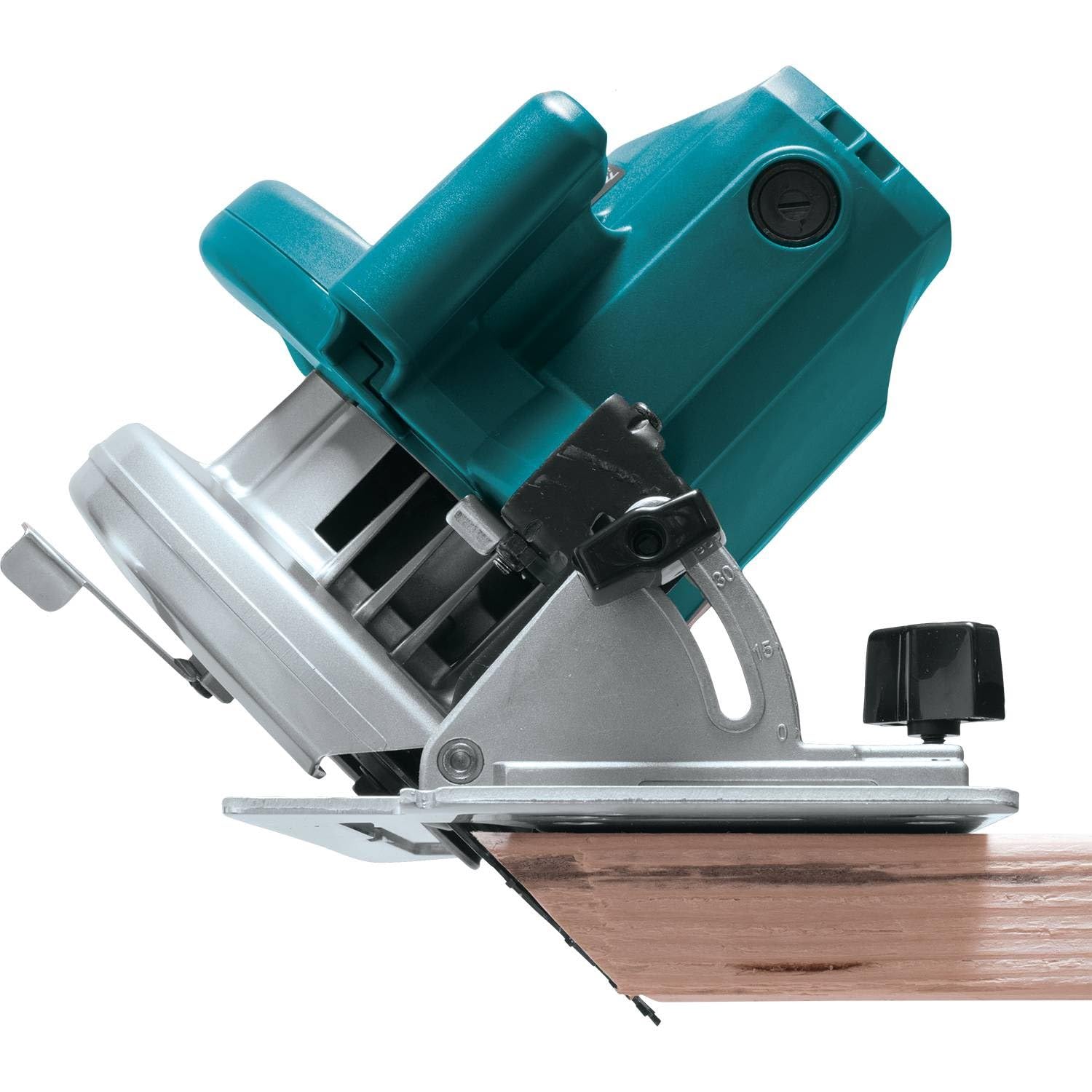 Makita 5007F 238-in cut at 90° for deep framing cuts.