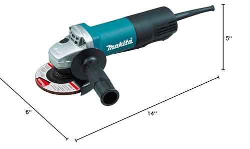 Compact barrel grip on Makita 9557PB improves handling during extended use.