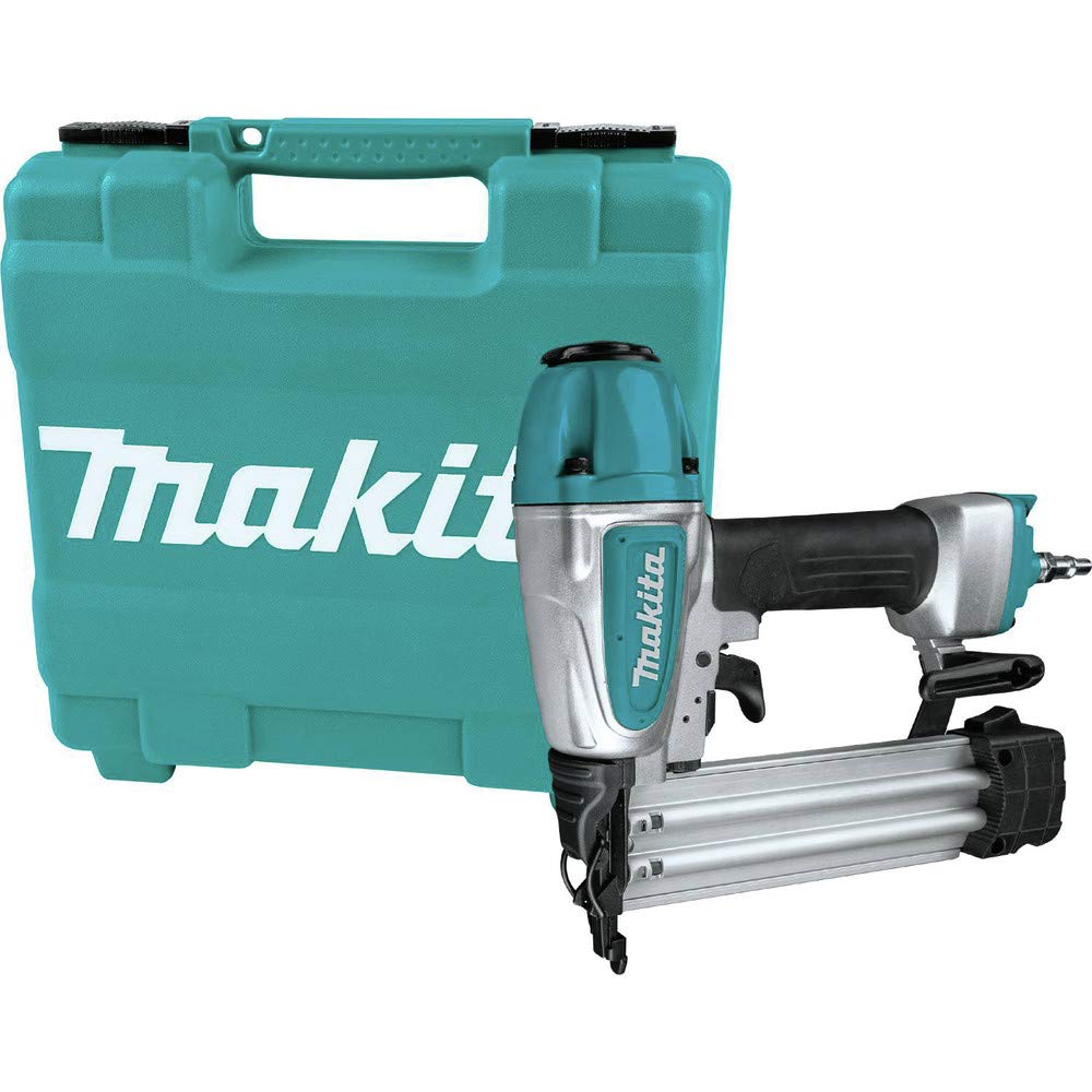 Makita AF506 2-inch brad nailer front view shows precise nail placement.