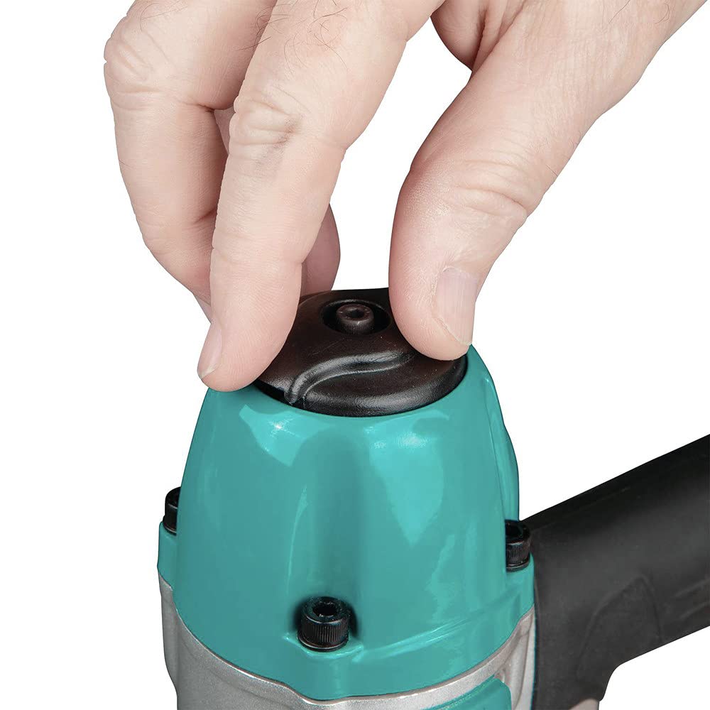 Makita AF506 360-degree exhaust port directs air away from the user.
