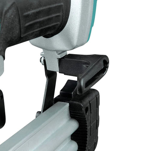 Makita AF506 aluminum body and magazine emphasize durability and lightness.