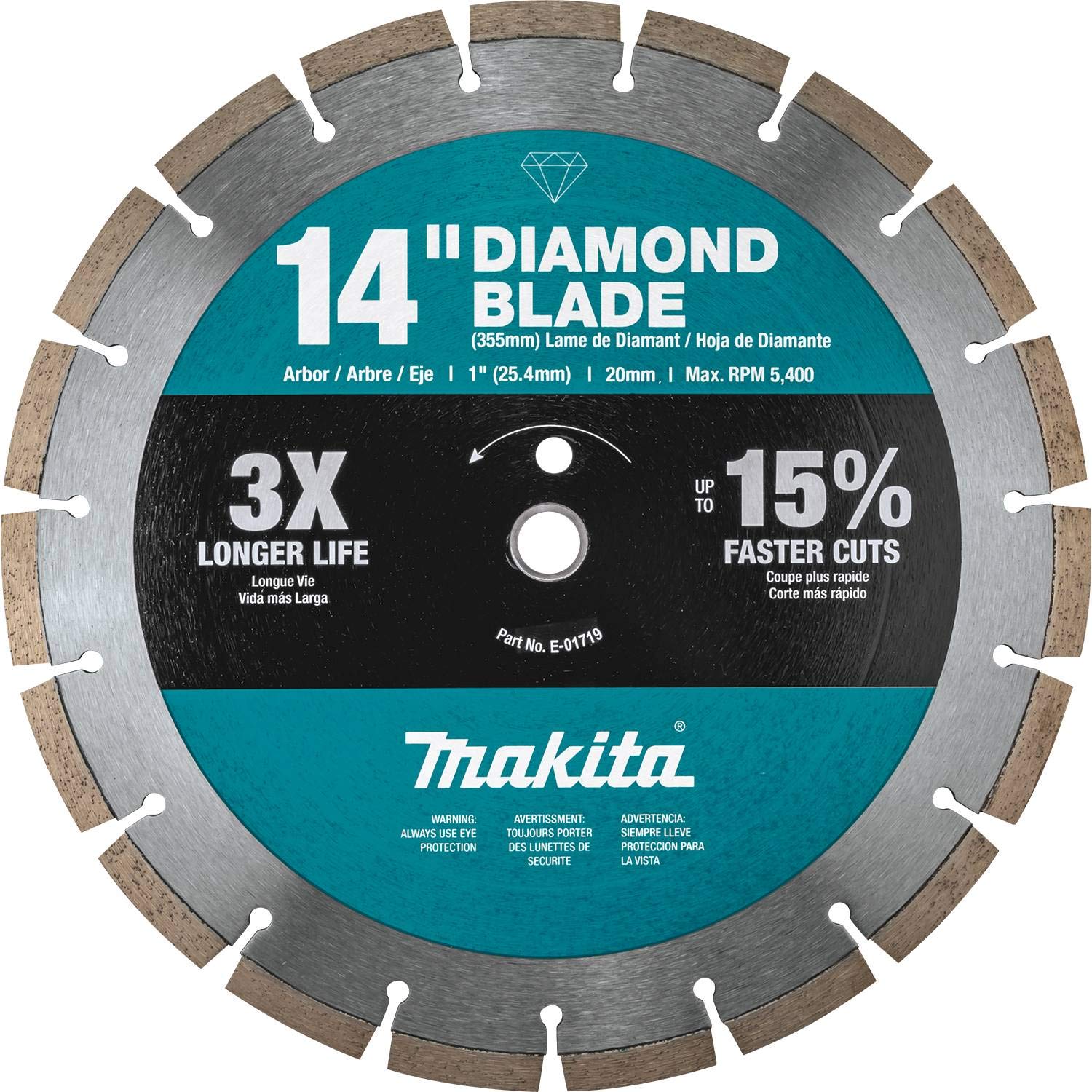 Makita B-69646 segmented blade for cured concrete, block, and brick projects.