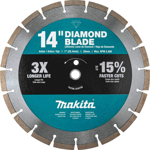 Makita B-69646 segmented blade for cured concrete, block, and brick projects.