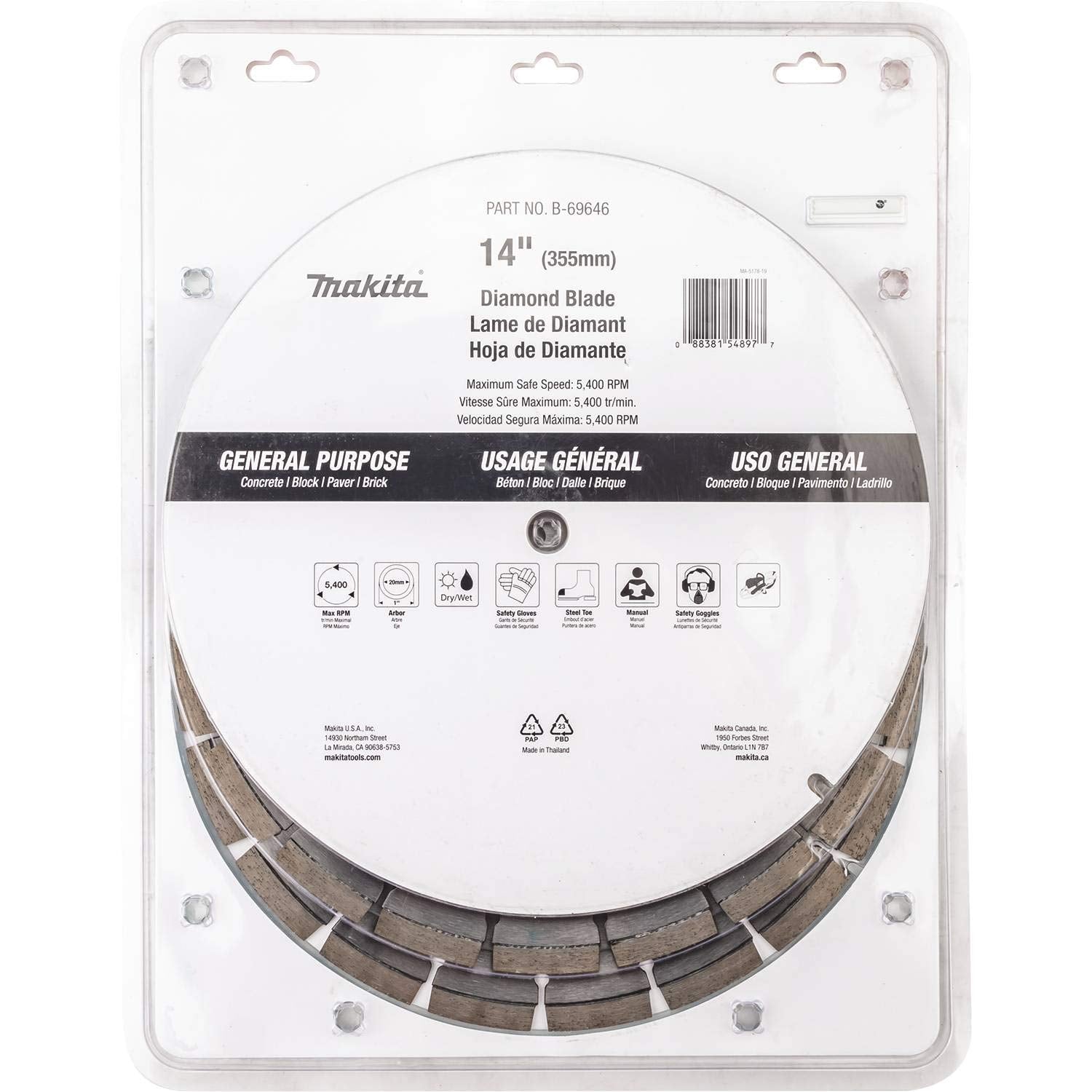 Makita B-69646 blade with cooling slots enables faster, cooler cuts.