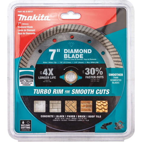Makita 7-inch diamond blade for fast cutting on concrete surfaces