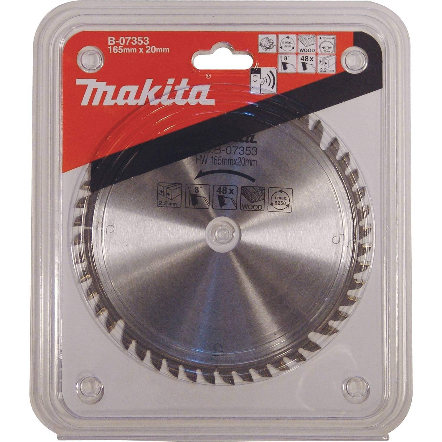 Makita B-07353 blade shown with SP6000J compatibility for versatile plywood cuts.