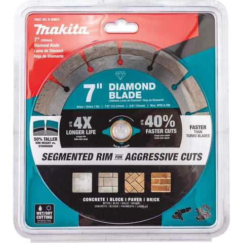 Makita B-69624 7-inch blade with long-life segments for masonry cutting