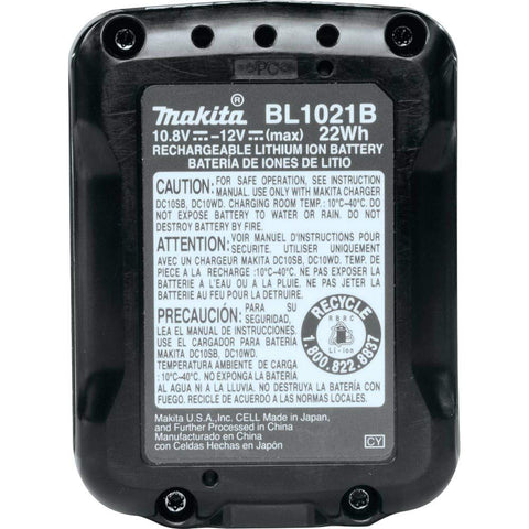 Makita BL1021B in use with tools demonstrating real-world ergonomic practicality.