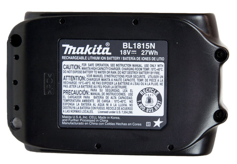 Makita battery in use with tools highlighting lightweight, portable power on the job.