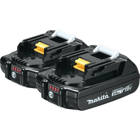 Makita BL1820B-2 twin-pack front view with compact design for cordless tools.