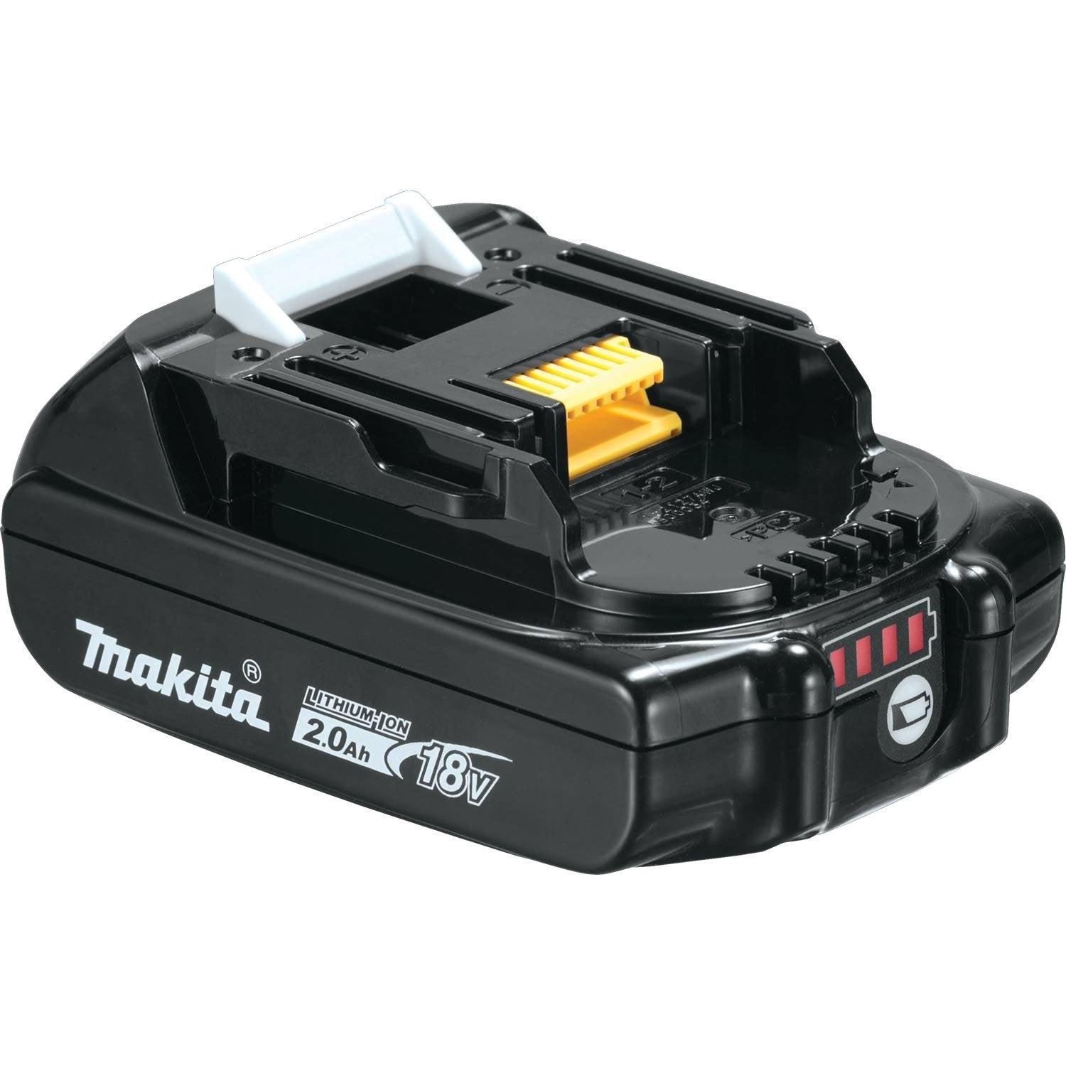Makita BL1820B-2 twin-pack side view showing slim profile for comfortable grip.