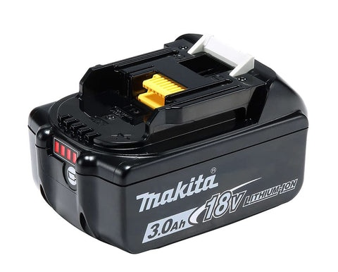 Makita BL1830 18V LXT 3Ah battery closeup highlighting extended runtime