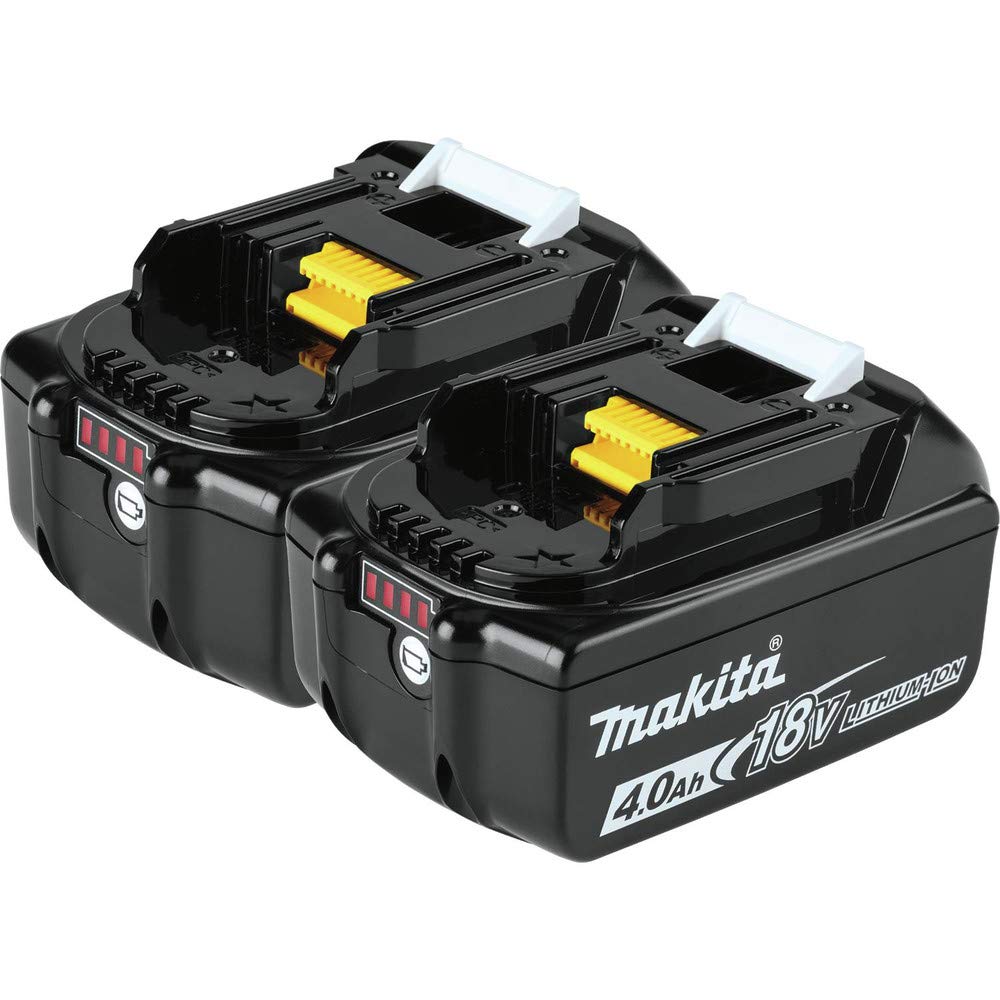 Makita BL1840B 18V LXT 4.0Ah battery shown for longer runtime.