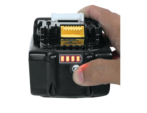 Makita BL1850 18V 5Ah battery in use demonstrates consistent power on-site tasks.