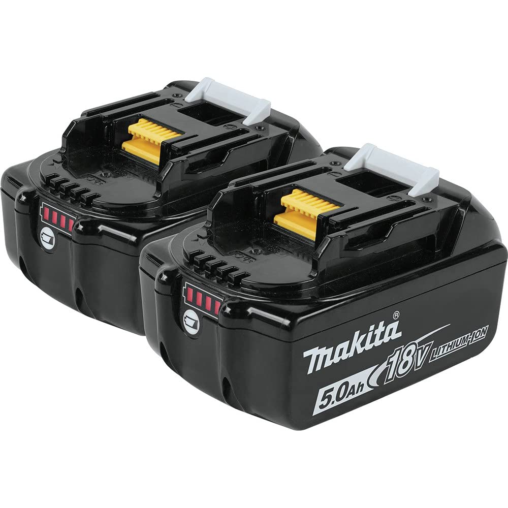 Makita BL1850B-2 5.0Ah battery front view highlighting capacity