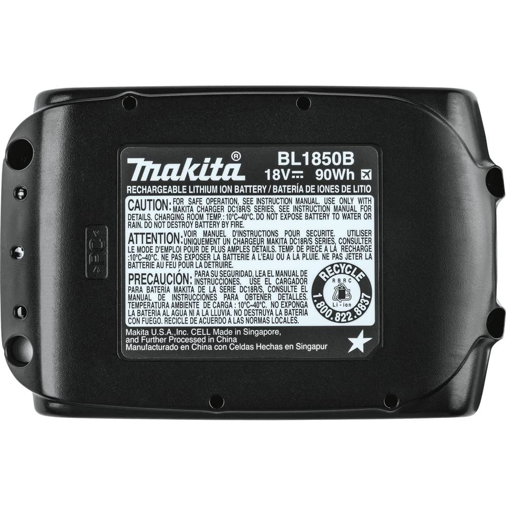 Makita BL1850B-2 side view with LED charge level indicator