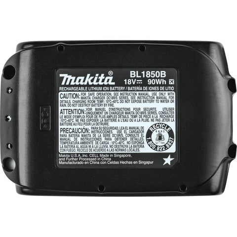 Makita BL1850B-2 side view with LED charge level indicator