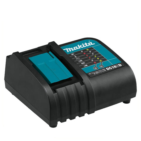 Makita DC18SD rapid optimum charger front view for quick 18V LXT charging
