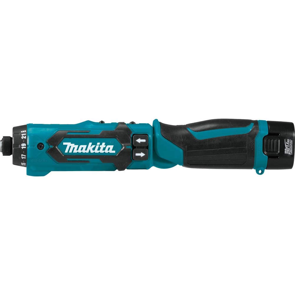 Makita DF012DSE built-in LED light illuminates work areas clearly.