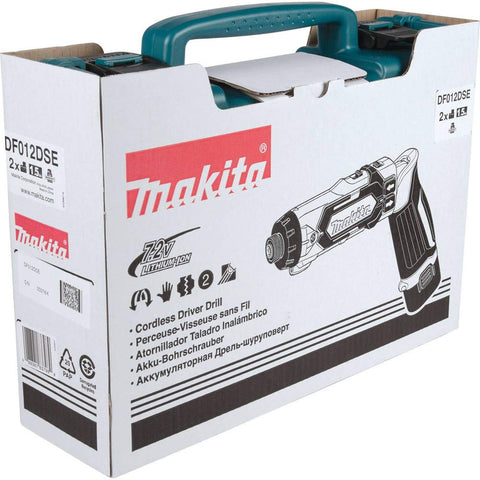 Makita DF012DSE low battery indicator keeps you informed.