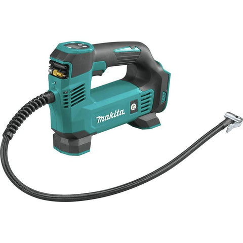 Makita DMP180ZX front view showing compact cordless inflator for quick inflation