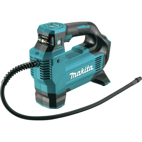 Makita DMP181ZX cordless inflator compact design for quick tire and ball inflation.