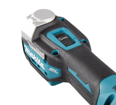 Makita DTM52Z anti-restart feature helps prevent accidental starting.
