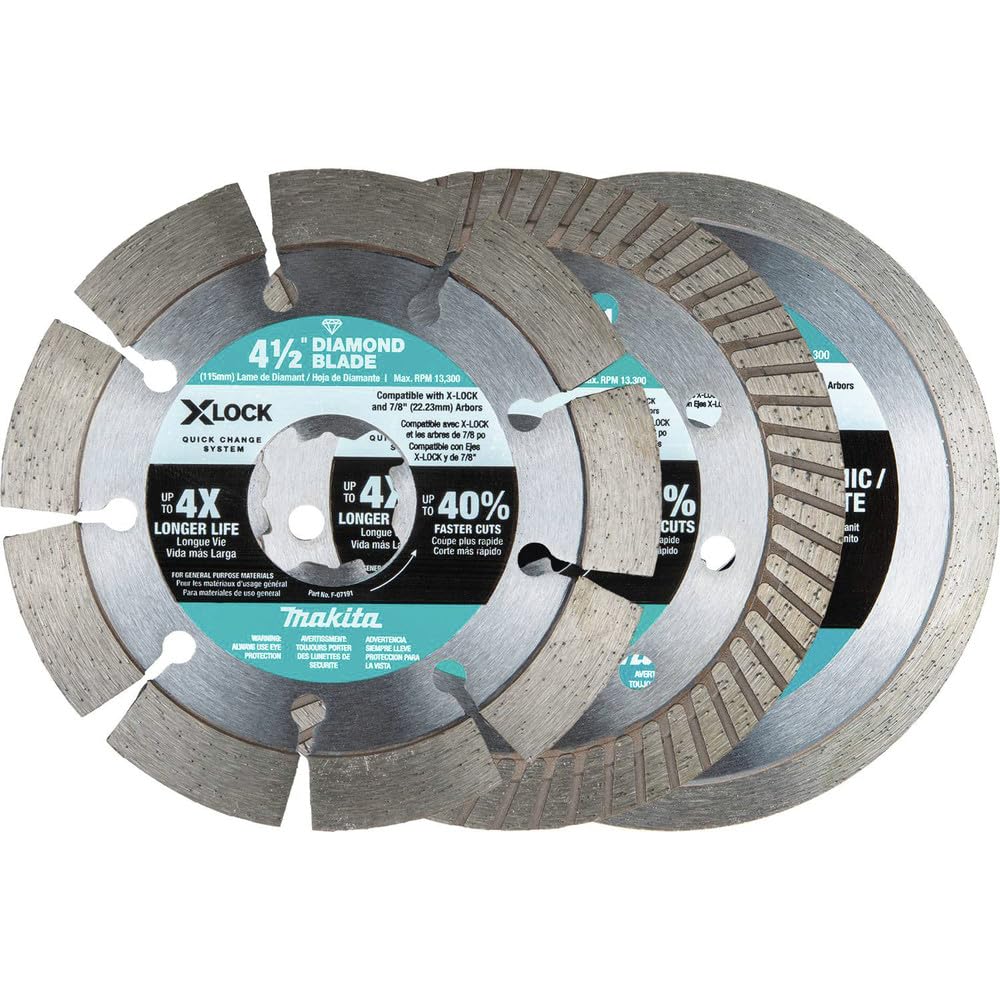 Makita E-12647 segmented diamond blade cutting concrete on site
