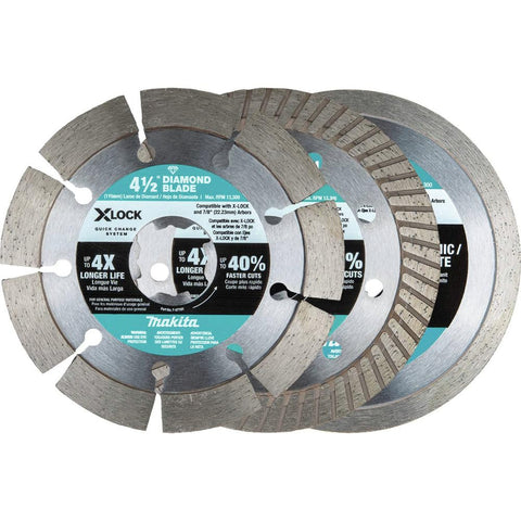 Makita E-12647 segmented diamond blade cutting concrete on site
