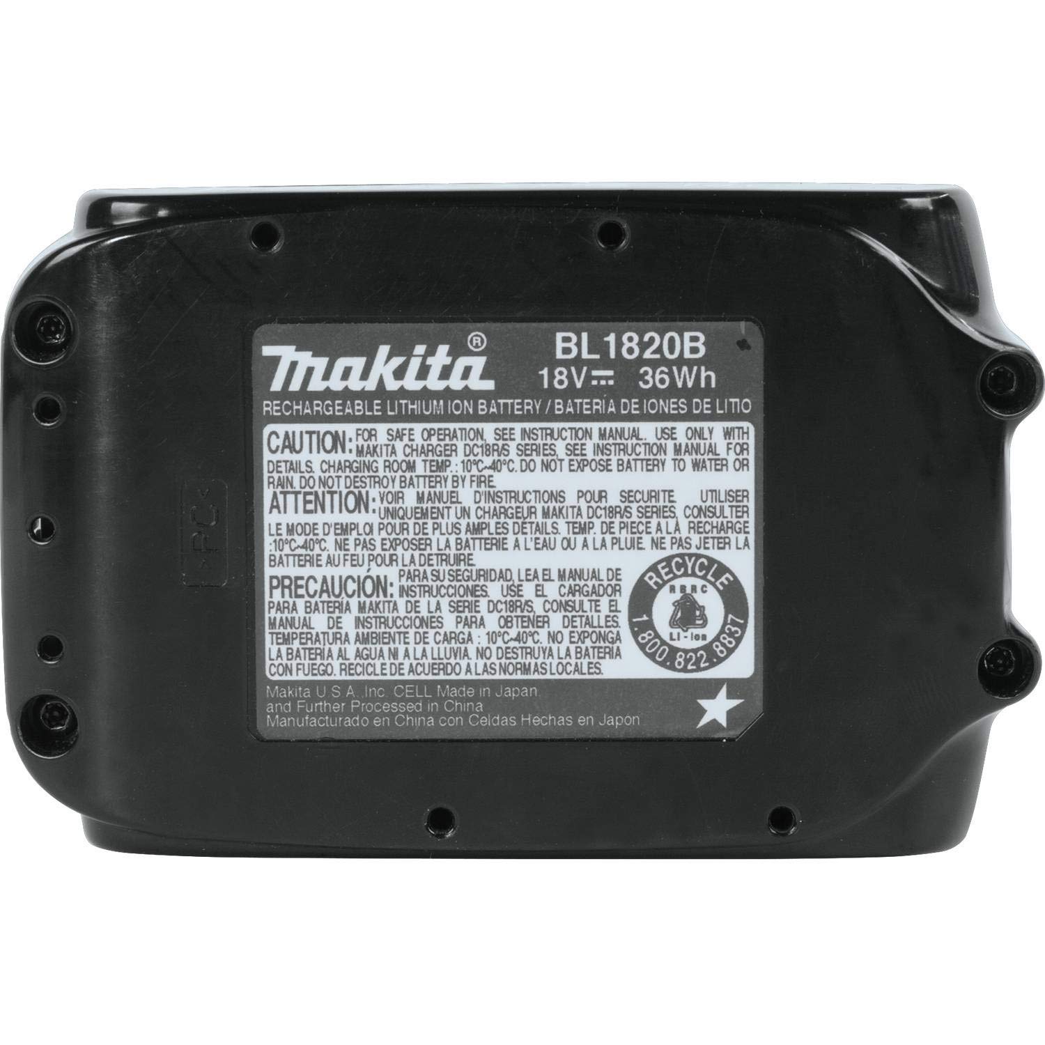 Makita BL1820B-2 charges in about 25 minutes for quick readiness.