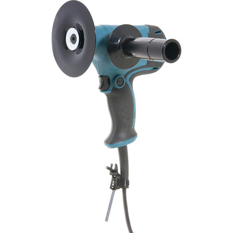 Makita GV5010 motor and guard close-up highlighting durable construction for industrial workloads.