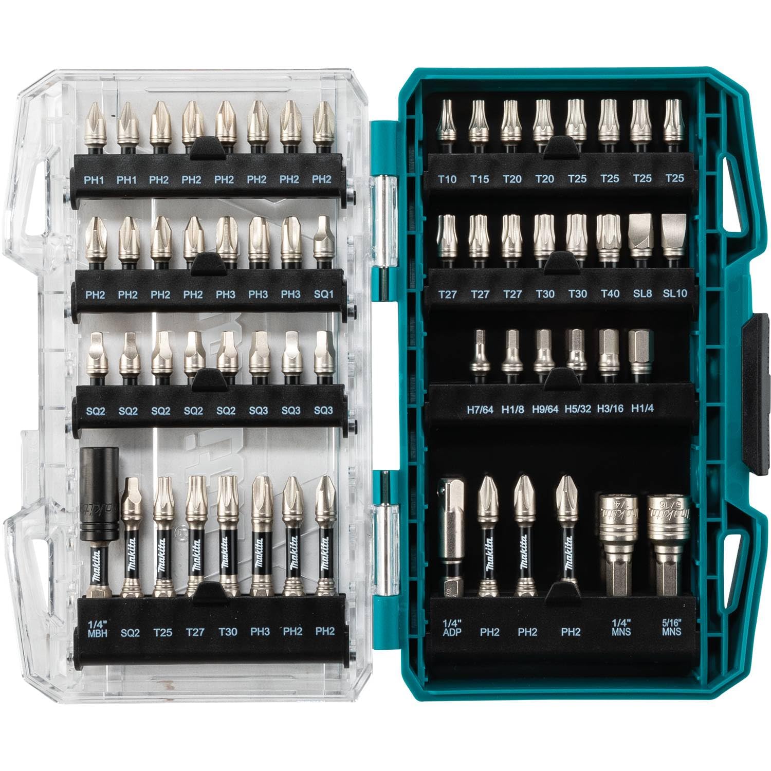Makita Impact XPS 60-piece set contents for high-torque applications and versatile bit choices.