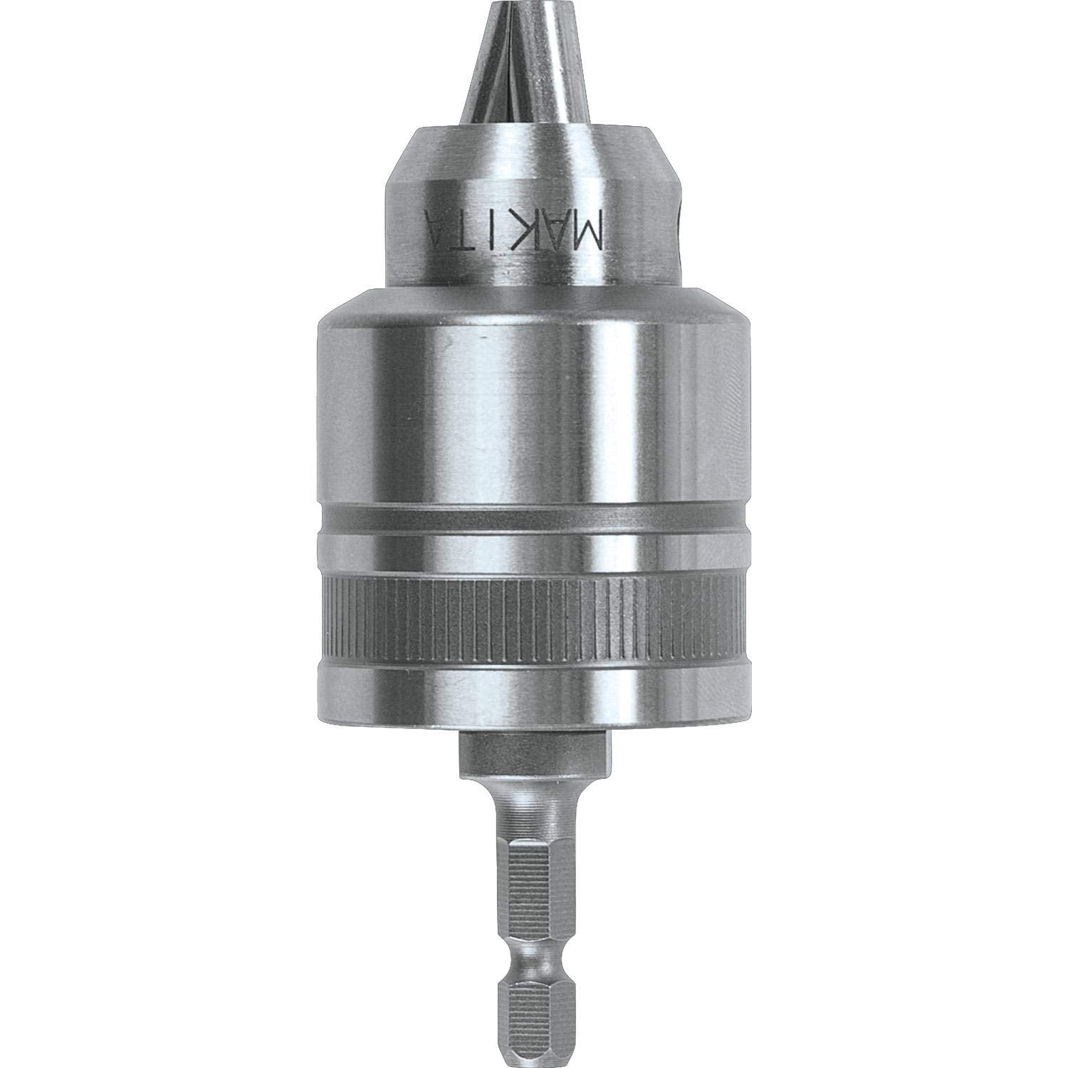 Makita keyless chuck 3-8 inch front view enables quick bit changes and reliable fastening.