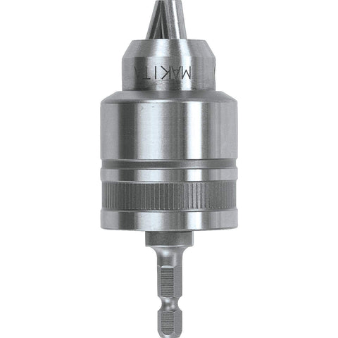 Makita keyless chuck 3-8 inch front view enables quick bit changes and reliable fastening.
