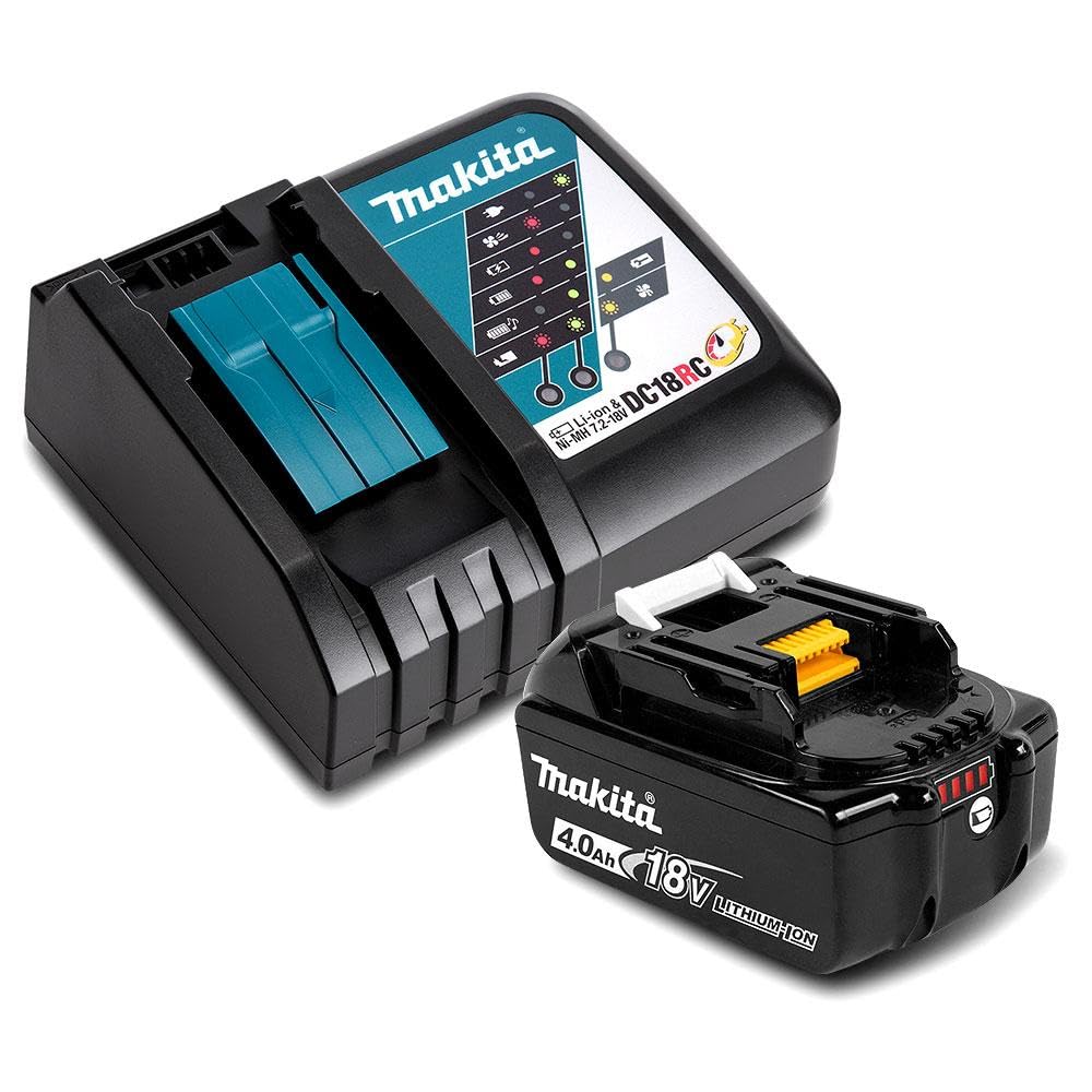 Makita Rapid Optimum Charger powering the 4.0Ah battery for fast charging