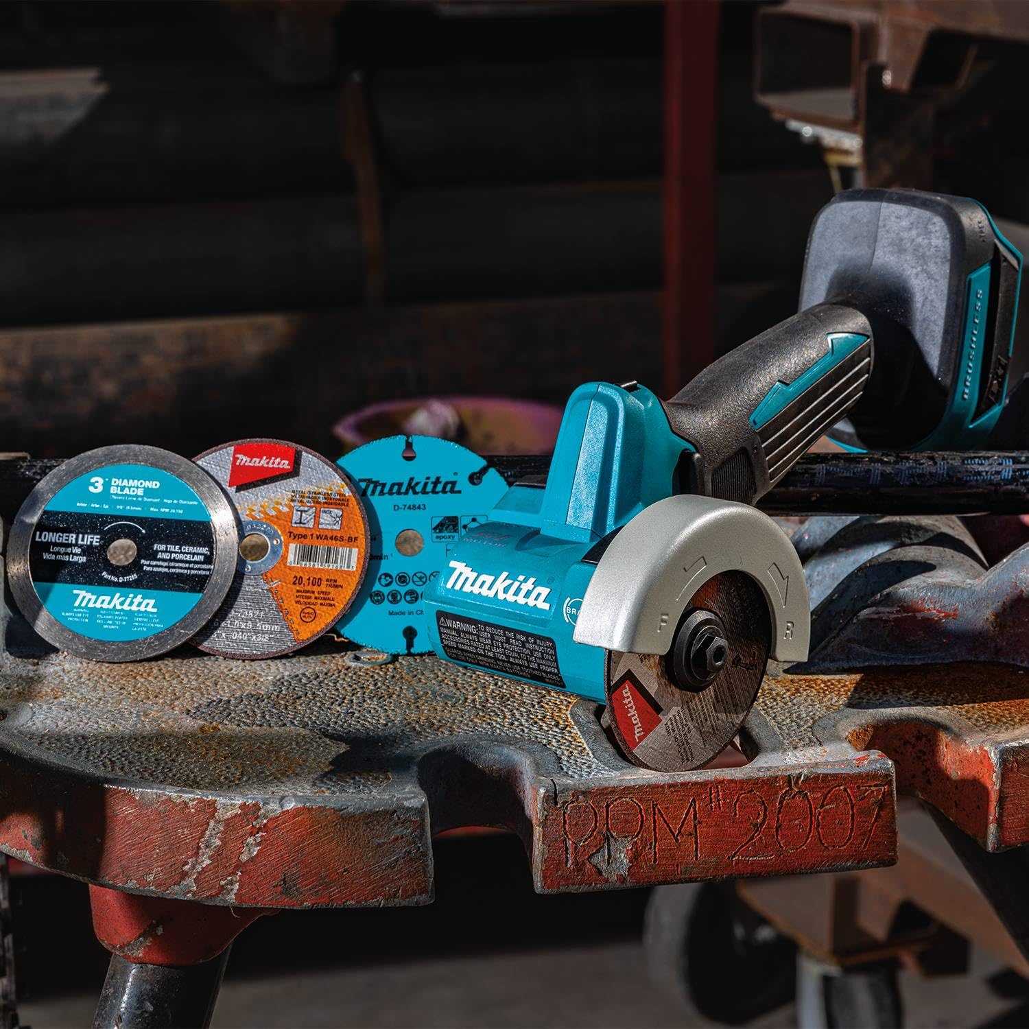 Makita XCM01Z brushless motor delivering twenty thousand RPM
