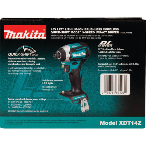 Makita XDT14Z ergonomic handle supports comfortable prolonged use.