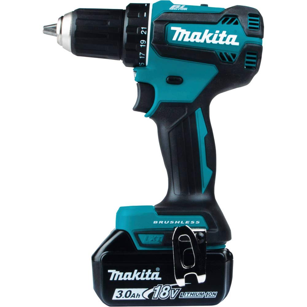 Close-up of Makita XFD131 brushless motor for longer run time.