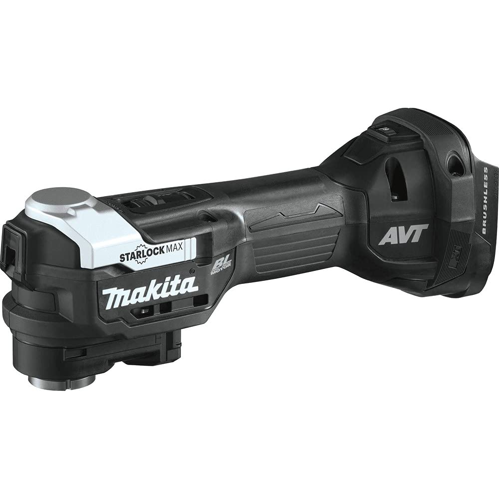 Makita XMT04ZB multi-tool with compact design for tight spaces and precise cuts.