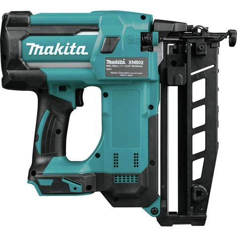 Makita XNB02Z 18V nailer in action delivering precise trim nailing