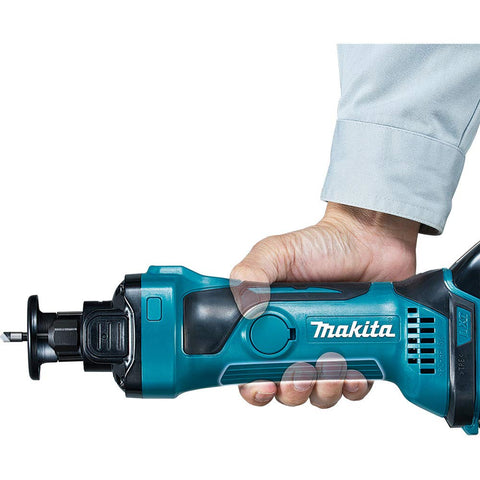 Vent slots on Makita XOC01Z direct air away to reduce debris near the operator.