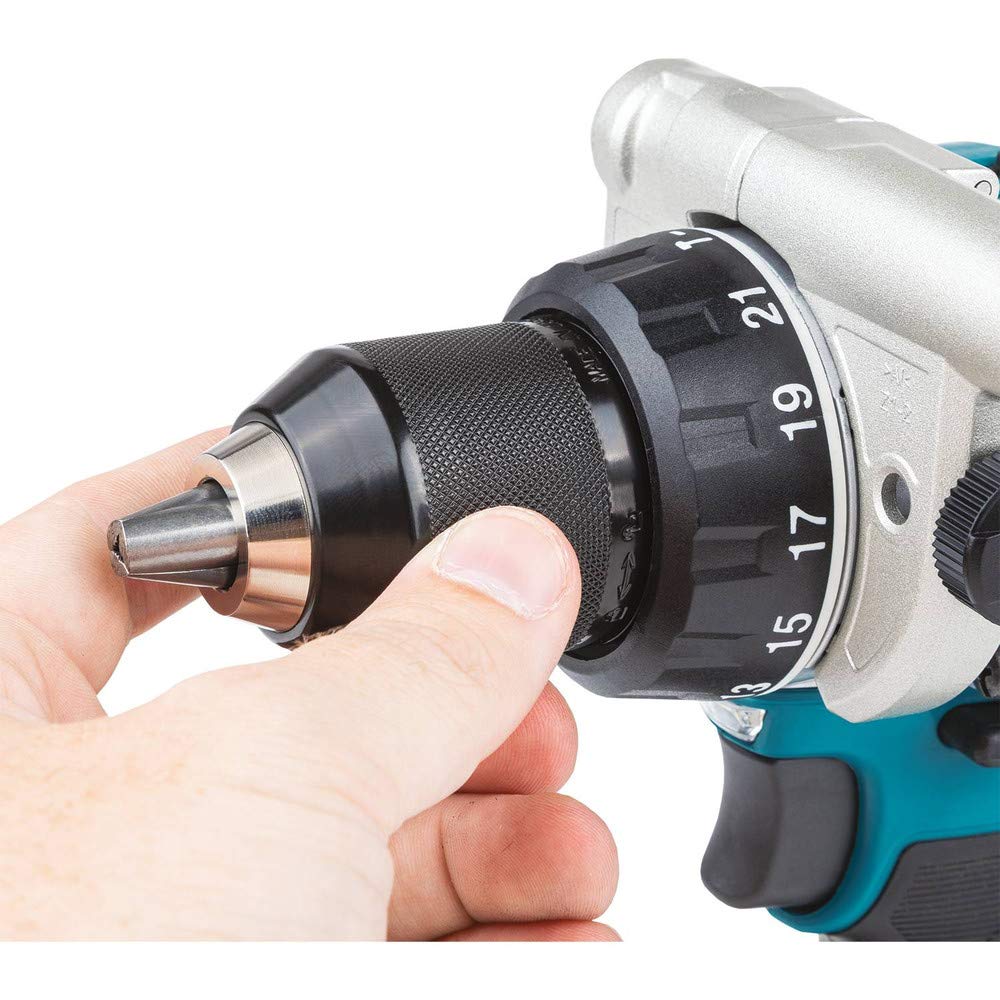Makita XPH14Z two-speed transmission supports versatile drilling and driving tasks.
