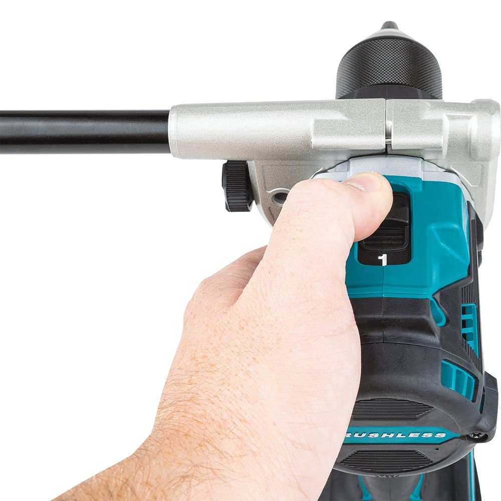 Makita XPH14Z LED light illuminates the work area for precise drilling.