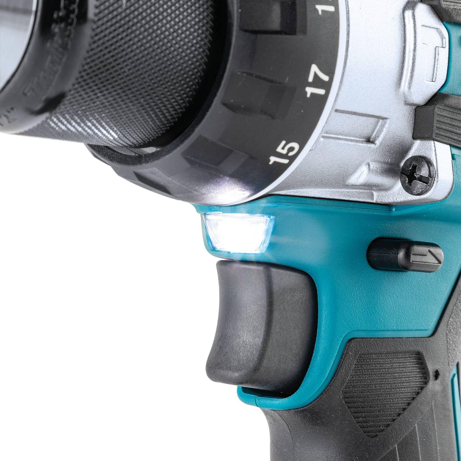 Makita XPH16Z dual LED lights illuminate the work area.