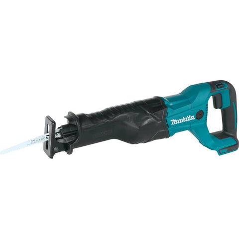 Makita XRJ04Z cordless reciprocating saw in hand for fast, clean cuts.