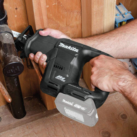 Makita XRJ07ZB compatible with 18V LXT system and fast charging.